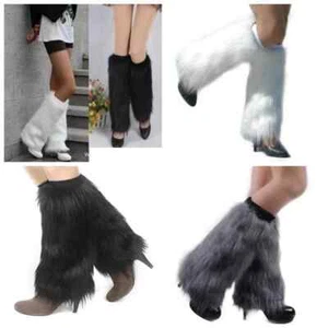 Ladies Fashion Boot Cuff Fluffy Soft Furry Faux Fur Leg Warmer Boot Toppers Sock - Picture 1 of 16
