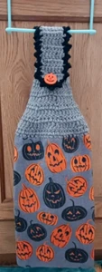 Calabazas de Halloween Hecho a Mano Crochet Top Colgante Doble Toalla de Cocina - Imagen 1 de 2