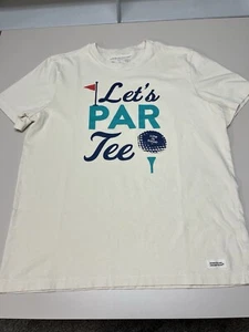 Life Is Good Shirt Women’s Large Beige Lets Par Tee Crew Neck Golf Cotton - Picture 1 of 8