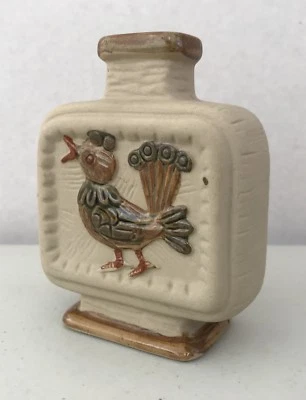 Japanese 10cm Bird Motif Porcelain Square Form Partly Glazed Posy Vase Jar - image 1 of 4