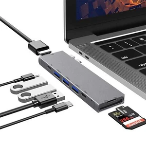 8 in1 Type C To 3xUSB 3.0 Hub 4K HDMI Multiport Adapter for Macbook Air iPad Pro - Picture 1 of 8