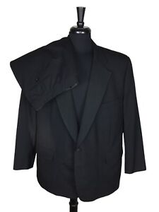 Samuelsohn Men's 48S Custom Black Wool 2PC Tuxedo Suit Pleated Pants 44x29