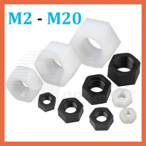 Dadi esagonali completi in plastica dadi esagonali in nylon M2 M2,5 M3 M4 M5 M6 M8 M10 M12 M14~M20 - Foto 1 di 13