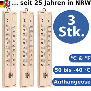 Holz Thermometer Außen Innen Außenthermometer analog Gartenthermometer 3er Set