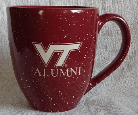 VT Virginia Tech Alumni Coffee Tea Mug Maroon & Beige Speckled Large 17 oz EUC Cover