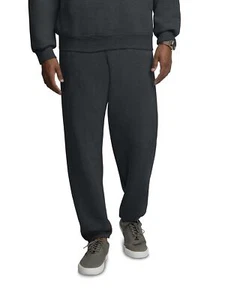 Mens 60%Cotton Fleece Elastic Bottom Sweatpants w/Pockets,Small Black Heather - Picture 1 of 6