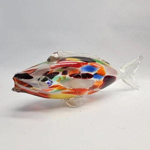 Colorful Vntg Mid Century Glass Fish Collectible Colorful CHIPPED LIP SEE PICS - Picture 1 of 7