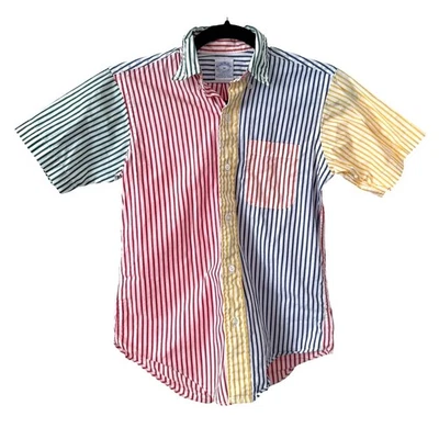 Vintage 1991 Brooks Brothers 100% Cotton Fun Striped Button Down Short Sleeve-M - Image 1 of 4