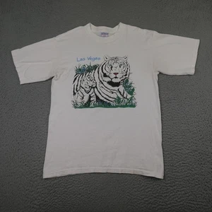 Vintage Las Vegas White Tiger Shirt Mens Large White All Sport Graphic Tee 90s - Picture 1 of 16