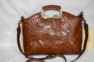 Nuevo con etiquetas Raro Bolso de Mano Patricia Nash Tooled Cuero Grano Superior Florencia $199 - Imagen 1 de 3