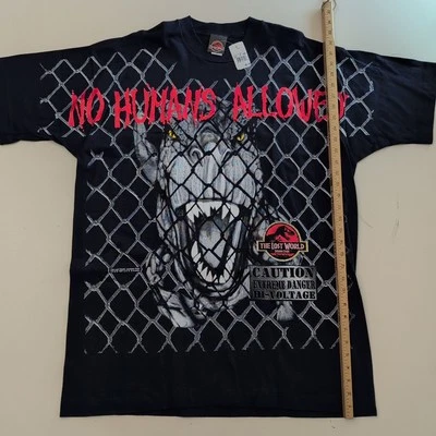 Винтажная футболка 1997 Jurassic Park The Lost World XLarge новая с ценниками No Humans Allowed  - Изображение 1 из 4