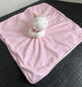 Carter's Just One You Pink White Plush Unicorn Security Blanket Lovey Polka Dots - Picture 1 of 5