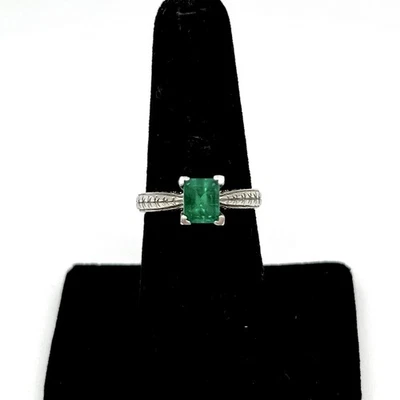 Anillo Vintage 850 Platino Esmeralda Euro Vástago Estilo Celta Talla 6.5 (I-40505) Foto 1 de 4