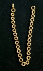 Collana girocollo maglia corda intrecciata tono oro corona Trifari anni 50 15" firmata - Foto 1 di 8