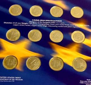 The 50 State Quarters & Euro Coin Collection Set w/ 12€ & 5 Q 2002 US Mint. - Picture 1 of 8