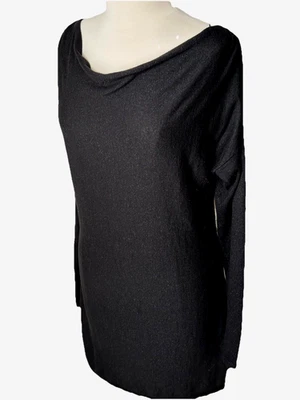 Vestido Suéter Ligero WhiteHouse/BlackMarket L Discreto Brillo Cuello Drapeado Foto 1 de 4