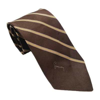 Corbata Givenchy marrón patrón de rayas para hombre mezcla de seda 56x3" Foto 1 de 4