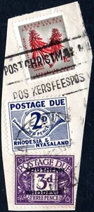 Southern Rhodesia Postage Due 1951 3d used in combination with R&N 2d due - Picture 1 of 1