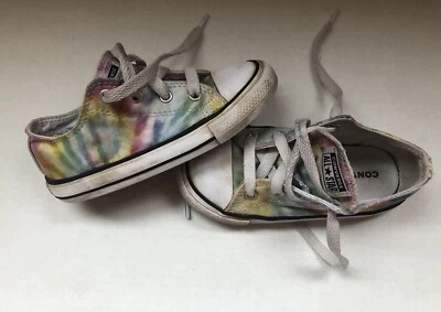 ✨ Zapatillas Converse All Star Niña Pequeña Talla 9 TIE-DYE Tela Parte Superior Baja Con Cordones✨ Foto 1 de 4