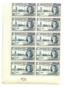 BERMUDA KGVI 1946 3d VICTORY Corner Block of 10 SG122 MNH - Picture 1 of 1