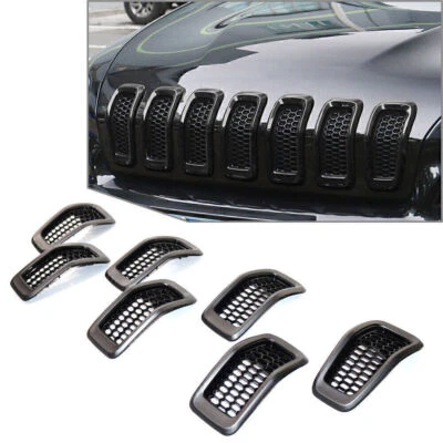 Inserciones de rejilla delantera de panal cubierta de parrilla moldura para Jeep Cherokee 2014-2018 2015 Foto 1 de 4