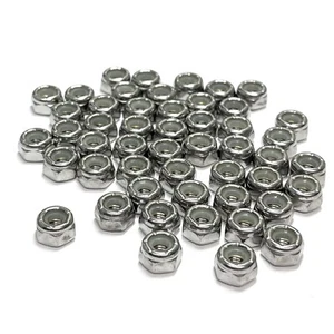 (PKG of 50) 10-32 Hex Lock Nut, Standard, Nylon Insert 18-8 Stainless - Picture 1 of 2