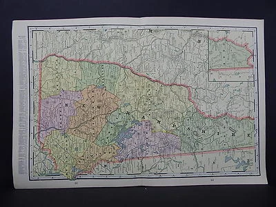 Карта США Нью-Гэмпшир Джордж Ф. Крам 1899 двусторонняя W19 #14 - Изображение 1 из 2