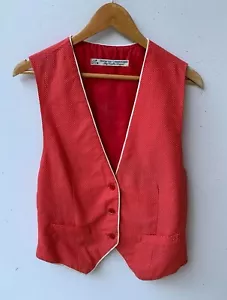 Handmade Womens Original 90s Red Spot Waistcoat Vest Size Approx M 10 - Picture 1 of 4