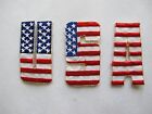 #3308 Usa Word Patriotic Red White Blue Embroidery Iron On Applique Patch
