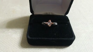 ST Metal Rose Gold Tulip Crystal Solitaire Ring Size 5.5 - Picture 1 of 5