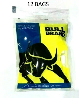 12 Bags x BULL BRAND STANDARD SIZE CHUNKY THICK 8mm CIGARETTE TOBACCO FILTER TIP