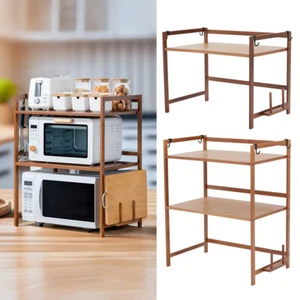 Kitchen Microwave Stand with Hook & Cutting Board Rack Bakers Rack Open Storage - Picture 1 of 27