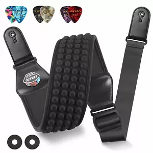 LEKATO Electric Guitar Bass Strap 3" Wide Pad 45" to 55" with 6 Picks 2 Locks - Picture 1 of 11
