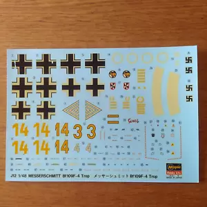 decals for HASGAWA J12 Messerschmitt Bf109F-4 Trop. 1/48 scale - Picture 1 of 1