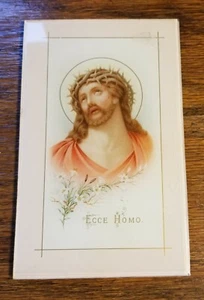 Vtg Jesus Christ Ecco Homo Religous Iconagraphy Glass Lithograph - Picture 1 of 11