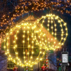 Outdoor Decorations Hanging Ball Lights 2PCS - 12 Inch Connectable Hanging Tree - Picture 1 of 7