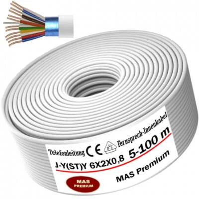 5-100m J-Y(ST) Y 6X2X0,8 Telefonkabel Klingel- Telefon- Fernmeldeleitung - Bild 1 von 4
