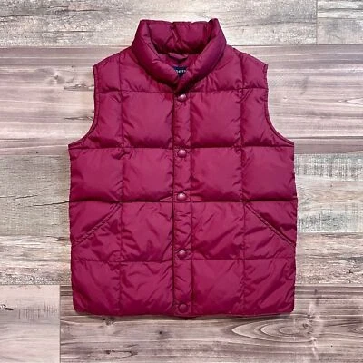 Chaleco acolchado Lands End Kids plumón de ganso talla mediana/5-6 botones a presión borgoña usado en excelente estado Foto 1 de 4