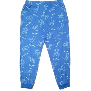 Disney Stitch Jogger Pants Women M 8-10 AOP Lounge Lightweight Cozy Minky Fleece - Picture 1 of 8