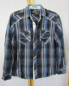 Helix Athletic Fit Collar Button Front Cotton Long Sleeve Plaid Shirt Men's M - Picture 1 of 5