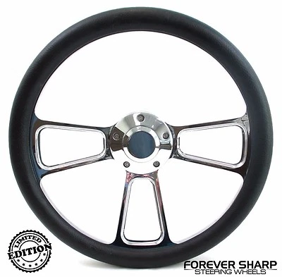 14 英寸铬铝制方向盘带黑色包裹式 1970 - 87 道奇 Van 拾音器飞镖 — 第 1/3 张图片