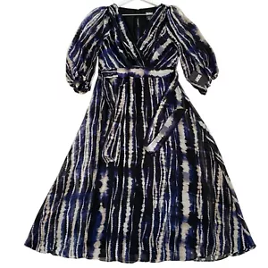 NWT DKNY Women's Midi Half Sleeve V-Neck A-Line Classic Elegant Dress Size 8 - Picture 1 of 12