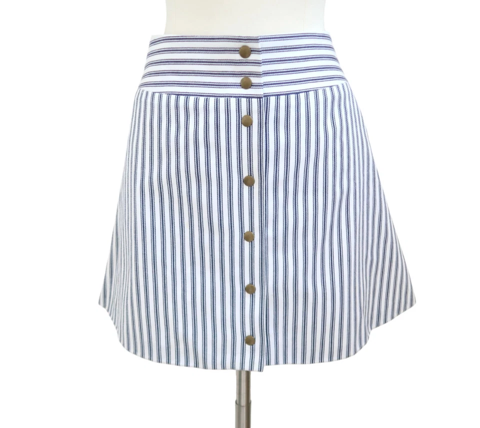HARVEY FAIRCLOTH Flared Ticking stripe mini skirt sz 8 - Image 1 of 4
