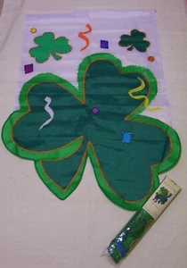 FAHNEN, GARTEN, HOF, KLEEBLÄTTER, 2 STÜCK GROSS 9'X13 FUSS, NEU MIT ETIKETT UVP $30. - Bild 1 von 8