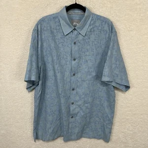 Jordan TWO3 Air Jordan Shirt Men’s XL Blue Button Up Short Sleeve Linen Blend - Picture 1 of 9