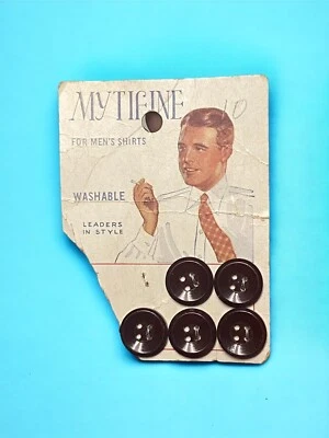 Vintage Mytifine plastic Sewing buttons On card handsome Man Ephemera - Image 1 of 3