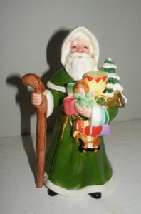Vintage 1995 LEFTON Green Victorian SANTA CLAUS W/ Toys FIGURINE - Bild 1 von 4