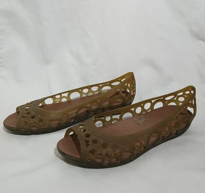 Crocs Adrina Ballet Flats Slip-on Peep Toe Gray Muted Bronze Women sz 10 - Image 1 of 4
