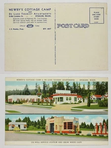 Newby's Cottage Camp & De Luxe Apts, Spokane, WA - Oil Well & Snow White Cafe - Picture 1 of 1