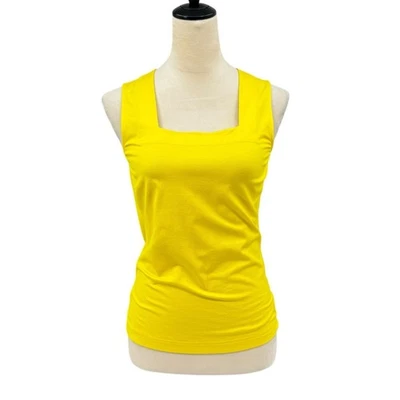 Camiseta sin mangas Akris Punto 8 amarillo brillante cuello cuadrado elástico tejido ponte Foto 1 de 4